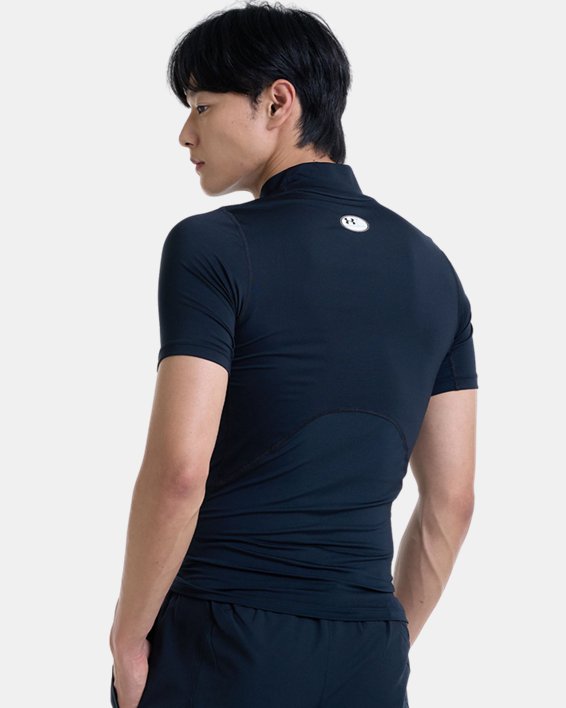 Men's HeatGear® Compression Mock Short Sleeve in Black image number 1